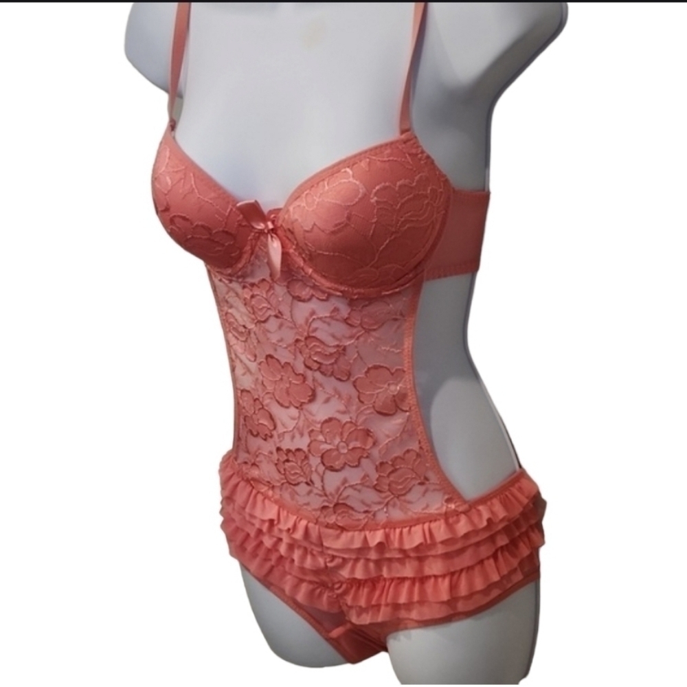 Tracy Ruffle Cut Out Bodysuit Lingerie